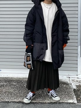 「カラーソックス」｜「アイテム（ブルゾン）」を使った、machikoさん（レディース・155cm）の冬コーディネート