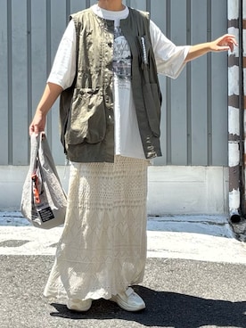 「アイテム（エコバッグ/サブバッグ）」を使った、machikoさん（レディース・155cm）の秋コーディネート