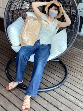 「URBAN RESEARCH Sonny Label（アーバンリサーチサニーレーベル）のアイテム（ハット）」を使った、ミドリさん（レディース・163cm）の夏コーディネート