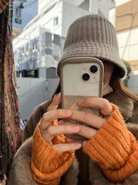 「VINTAGE（ヴィンテージ）のアイテム（手袋）」を使った、shiho.さん（レディース・155cm）の冬コーディネート