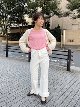 「ロールアップ」｜「アイテム（バレエシューズ）」を使った、rionaさん（レディース・158cm）の冬コーディネート