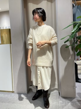 「アイテム（バレッタ/ヘアクリップ、オレンジ系）」を使った、rionaさん（レディース・158cm）の秋コーディネート