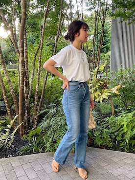 「Omekashi（オメカシ）のFABIO ストラップヒールサンダル（サンダル）」を使った、rionaさん（レディース・158cm）の夏コーディネート