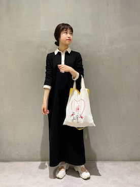 「ラガーシャツ」｜「アイテム（ワンピース/ドレス）」を使った、rionaさん（レディース・158cm）の春コーディネート