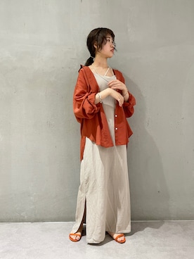 「SHENERY（シーナリー）のシアーBIGブラウス（シャツ/ブラウス）」を使った、rionaさん（レディース・158cm）の夏コーディネート