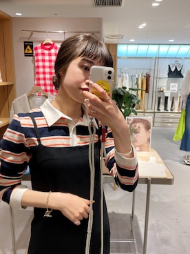 「ラガーシャツ」｜「アイテム（ワンピース/ドレス）」を使った、rionaさん（レディース・158cm）の春コーディネート