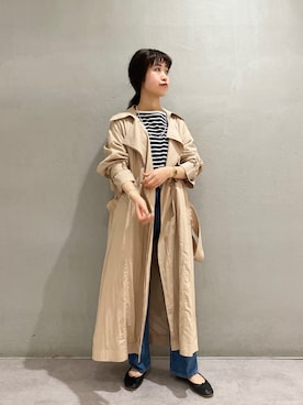 「SHENERY（シーナリー）のアイテム（トレンチコート）」を使った、rionaさん（レディース・158cm）の冬コーディネート