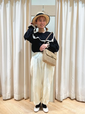 「ゆべしコラボ」｜「アイテム（パンツ）」を使った、りえさん（レディース・156cm）の春コーディネート