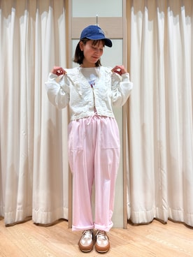 「Samansa Mos2 blue（サマンサモスモスブルー）のアイテム（帽子）」を使った、りえさん（レディース・156cm）の冬コーディネート