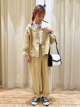 「春服デビュー宣言」｜「アイテム（ノーカラージャケット）」を使った、りえさん（レディース・156cm）の春コーディネート