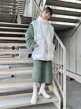 「kbf_ootd」｜「アイテム（ダウンジャケット/コート）」を使った、ricoさん（レディース・160cm）の秋コーディネート