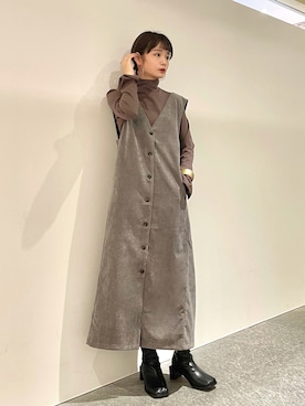 「kbf_ootd」｜「アイテム（ジャンパースカート）」を使った、ricoさん（レディース・160cm）の秋コーディネート
