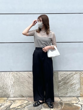 「Chillfar（チルファー）のアイテム（スラックス）」を使った、miiさん（レディース・162cm）の夏コーディネート