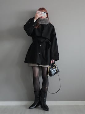 「アイテム（トレンチコート）」を使った、miiさん（レディース・162cm）の冬コーディネート