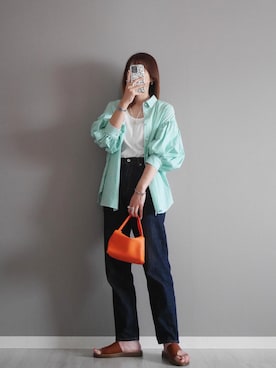 「INTER FACTORY（インターファクトリー）のアイテム（デニムパンツ）」を使った、miiさん（レディース・162cm）の夏コーディネート