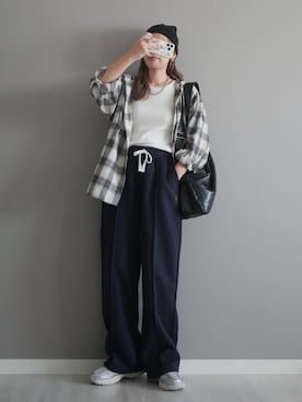 「スウェットパンツ」｜miiさん（レディース・162cm）の秋コーディネート
