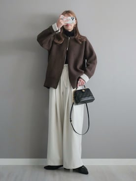 「アイテム（トートバッグ）」を使った、miiさん（レディース・162cm）の冬コーディネート
