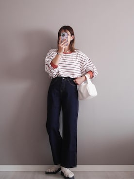 「INTER FACTORY（インターファクトリー）のアイテム（デニムパンツ）」を使った、miiさん（レディース・162cm）の春コーディネート