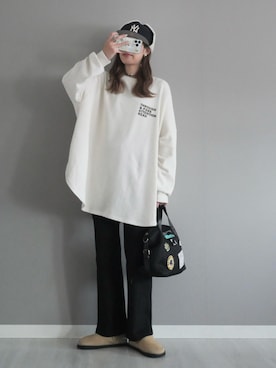 「アイテム（ボストンバッグ）」を使った、miiさん（レディース・162cm）の冬コーディネート