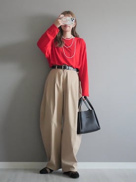 「アイテム（ピアス（両耳用））」を使った、miiさん（レディース・162cm）の秋コーディネート