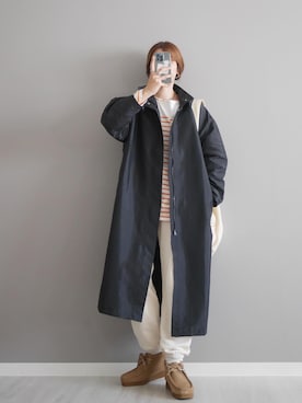 「クラークス」｜「アイテム（ステンカラーコート）」を使った、miiさん（レディース・162cm）の秋コーディネート