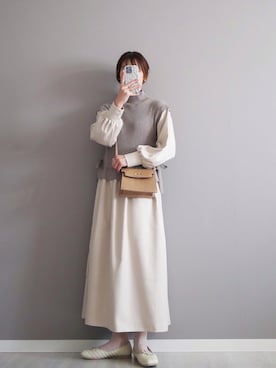 「cava cava（サヴァサヴァ）のアイテム（バレエシューズ）」を使った、miiさん（レディース・162cm）の冬コーディネート