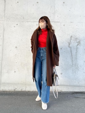 「ショールカラー」｜「アイテム（その他アウター）」を使った、miiさん（レディース・162cm）の冬コーディネート