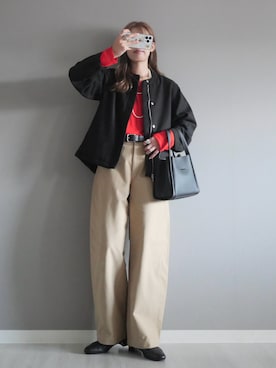 「アイテム（ノーカラージャケット）」を使った、miiさん（レディース・162cm）の秋コーディネート