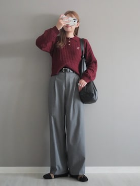 「アイテム（トートバッグ）」を使った、miiさん（レディース・162cm）の秋コーディネート