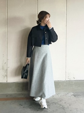 「アイテム（ボストンバッグ）」を使った、miiさん（レディース・162cm）の冬コーディネート