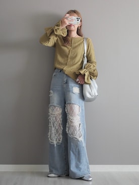 「アイテム（トートバッグ）」を使った、miiさん（レディース・162cm）の秋コーディネート