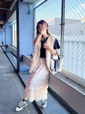 「アイテム（ネックレス、ホワイト系）」を使った、miiさん（レディース・162cm）の夏コーディネート