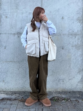 「アイテム（ダウンベスト）」を使った、miiさん（レディース・162cm）の冬コーディネート