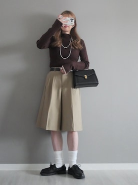 「アイテム（モカシン/デッキシューズ）」を使った、miiさん（レディース・162cm）の秋コーディネート