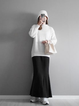 「LHME（エルエイチエムイー）のアイテム（ピアス（両耳用））」を使った、miiさん（レディース・162cm）の冬コーディネート