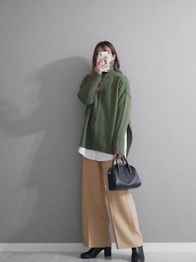 「ECRIRE（エクリール）のアイテム（スラックス）」を使った、miiさん（レディース・162cm）の冬コーディネート