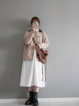 「シャツワンピ」｜「アイテム（ブルゾン）」を使った、miiさん（レディース・162cm）の秋コーディネート