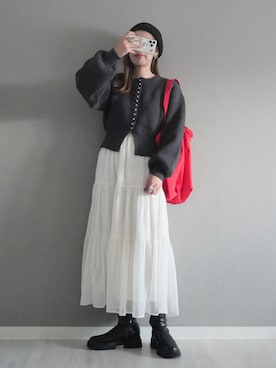 「アイテム（ピアス（両耳用））」を使った、miiさん（レディース・162cm）の秋コーディネート