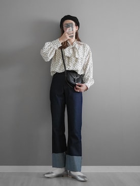 「LHME（エルエイチエムイー）のアイテム（ピアス（両耳用））」を使った、miiさん（レディース・162cm）の冬コーディネート