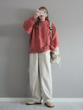 「アイテム（メッセンジャーバッグ）」を使った、miiさん（レディース・162cm）の冬コーディネート