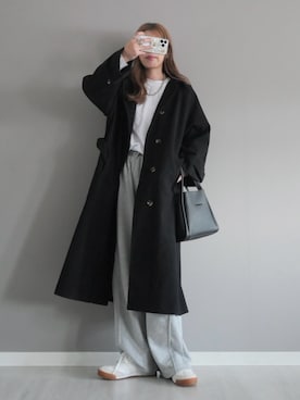 「アイテム（ステンカラーコート）」を使った、miiさん（レディース・162cm）の秋コーディネート