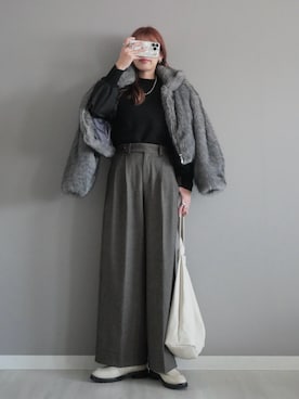 「アイテム（ブルゾン）」を使った、miiさん（レディース・162cm）の冬コーディネート