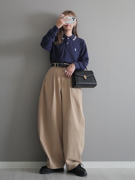 「アイテム（ピアス（両耳用））」を使った、miiさん（レディース・162cm）の秋コーディネート