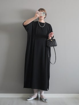 「METROCITY（メトロシティ）の【メトロシティ】トートバッグ スモール（トートバッグ、ブラック系）」を使った、miiさん（レディース・162cm）の春コーディネート