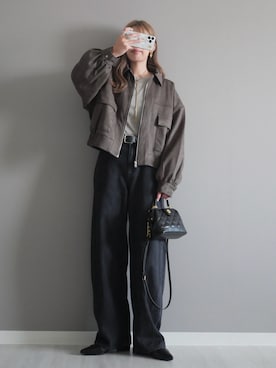 「アイテム（トートバッグ）」を使った、miiさん（レディース・162cm）の秋コーディネート