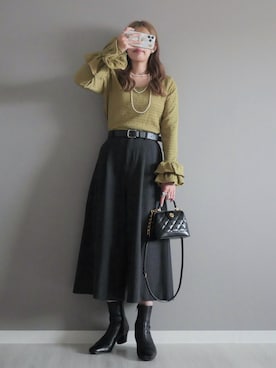 「アイテム（ブーツ）」を使った、miiさん（レディース・162cm）の秋コーディネート