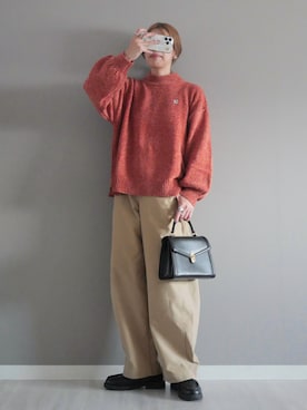 「アイテム（トートバッグ）」を使った、miiさん（レディース・162cm）の秋コーディネート