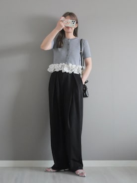 「タックパンツ」｜miiさん（レディース・162cm）の春コーディネート