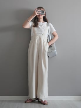 「アイテム（サロペット/オーバーオール）」を使った、miiさん（レディース・162cm）の夏コーディネート
