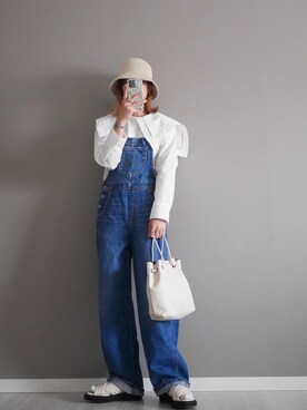 サロペット オーバーオールを使った人気ファッションコーディネート 髪型 セミロングヘアー Wear